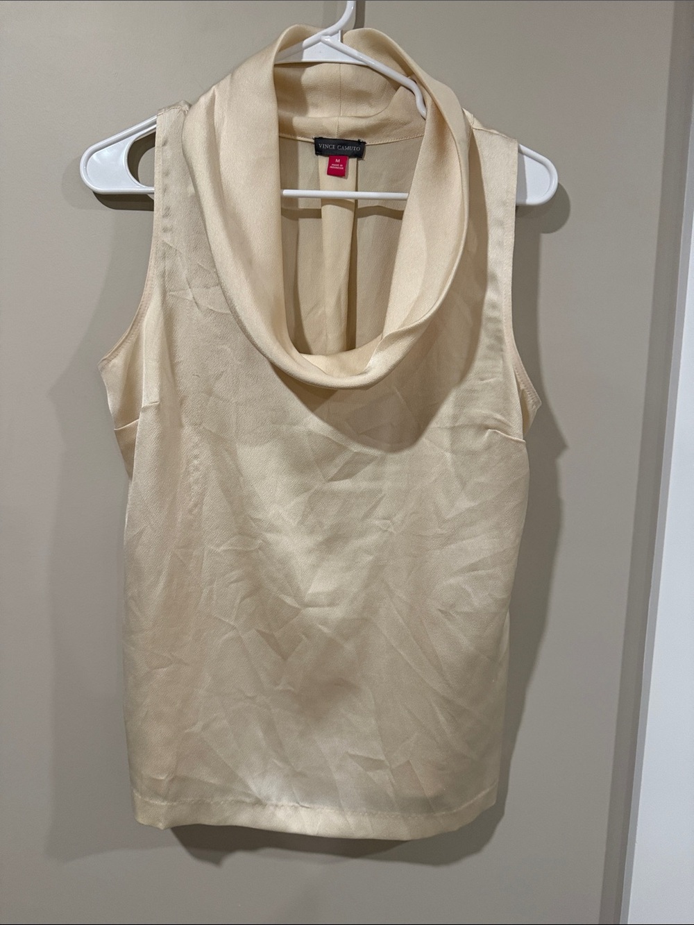 Vince Camuto Cream Draped Cowl Neck Sleeveless Camisole